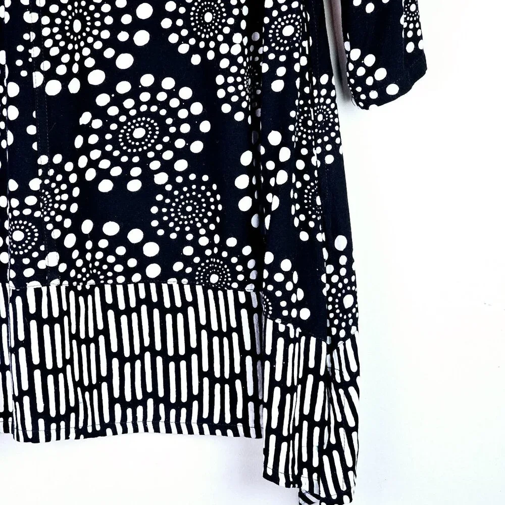 Soft Surroundings Batik Polka Dot Asymmetrical Pockets Tunic Top, Sz L - Picture 7 of 8
